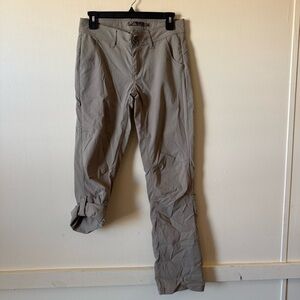 PRANA Halle Hiking Pants Nylon Beige Roll Tab Convertible  Women's SZ 4